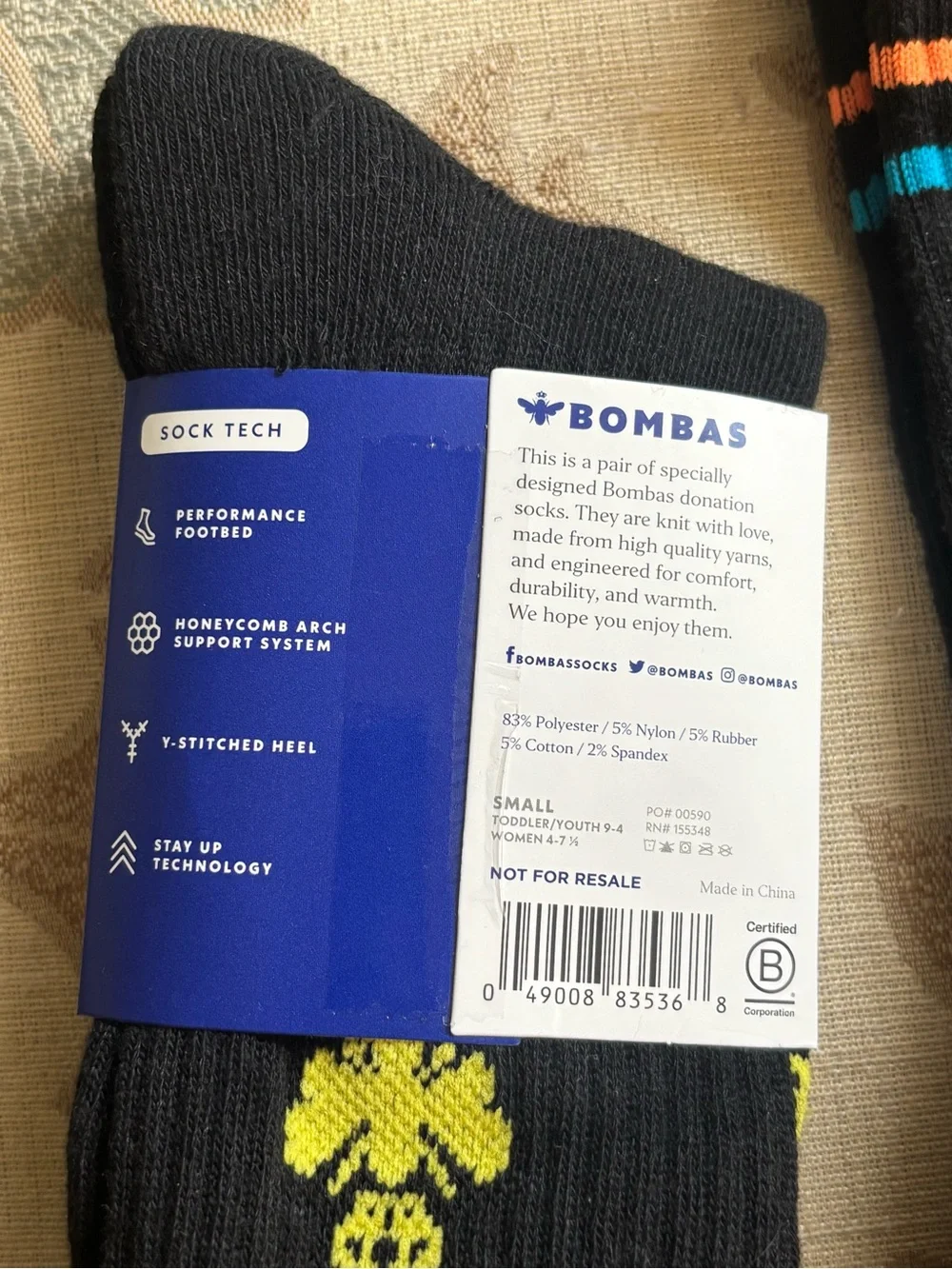 Men’s Bombas Black Athletic Crew Socks, New